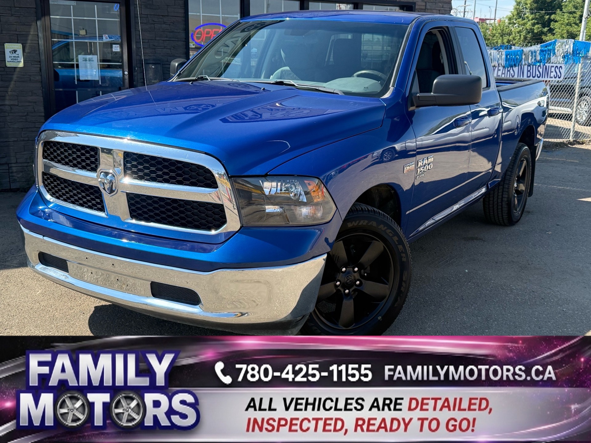 Blue 2019 RAM 1500 Pickup Truck Four-Wheel Drive Automatic