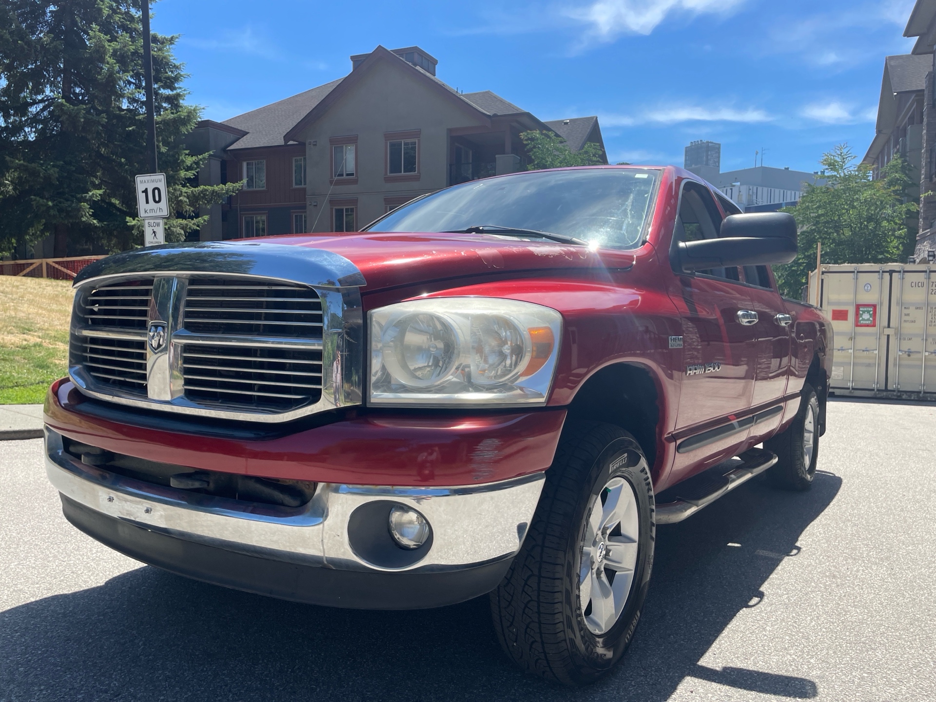 Red 2007 Dodge RAM 1500 SLT Quad Cab 4WD Pickup Truck Four-Wheel Drive Automatic