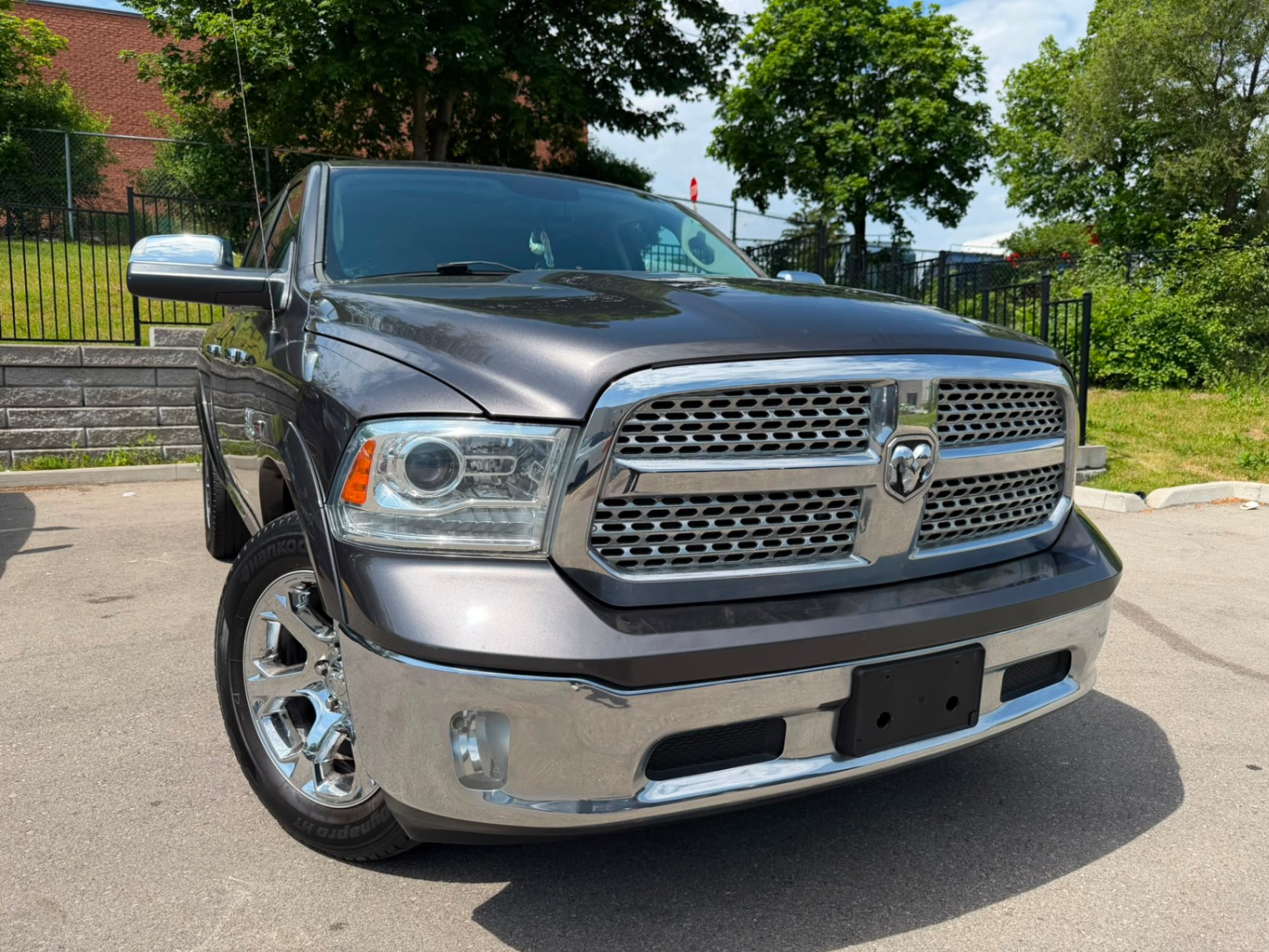 Gray 2015 RAM 1500 Laramie Crew Cab 4WD Pickup Truck Four-Wheel Drive Automatic