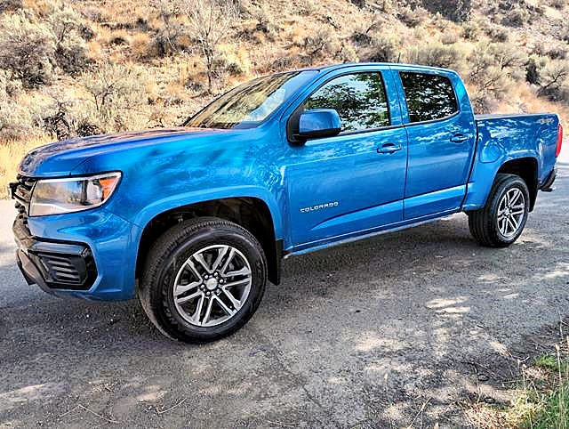 Blue 2022 Chevrolet Colorado Pickup Truck Four-Wheel Drive Automatic