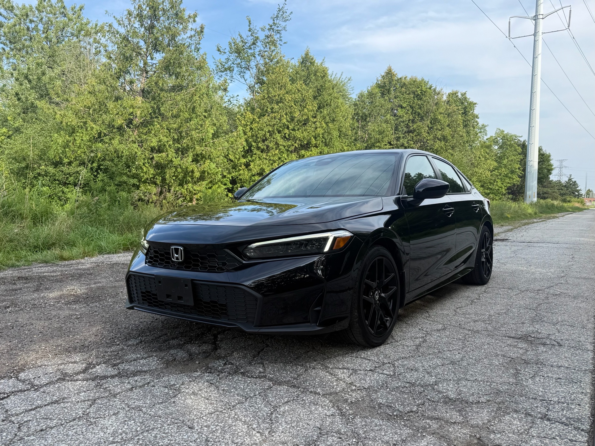 Black 2025 Honda Civic Hybrid Sedan Front-Wheel Drive Automatic