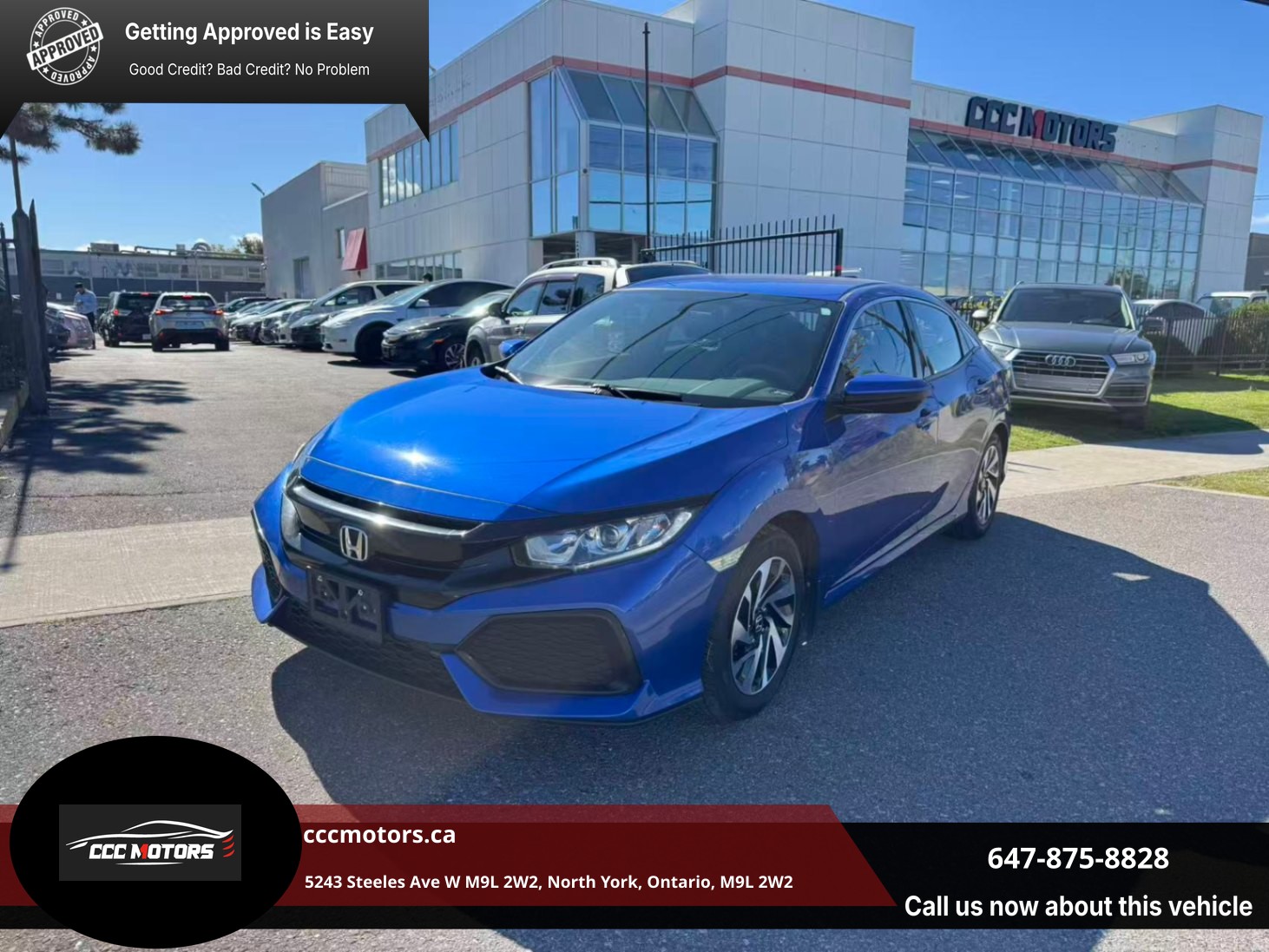 Blue 2017 Honda Civic Hatchback Hatchback Front-Wheel Drive Automatic