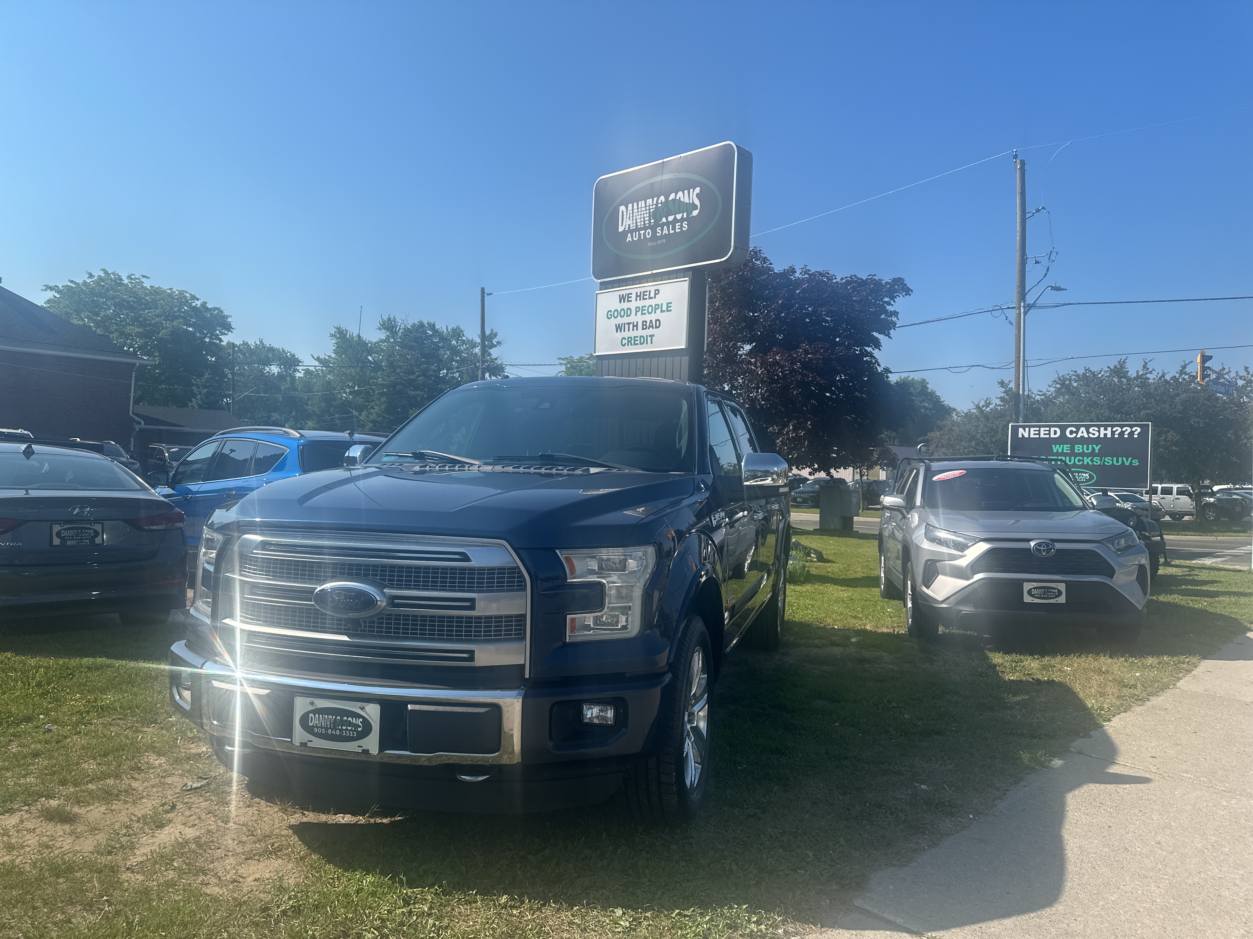 Blue 2015 Ford F-150 Pickup Truck Four-Wheel Drive Automatic