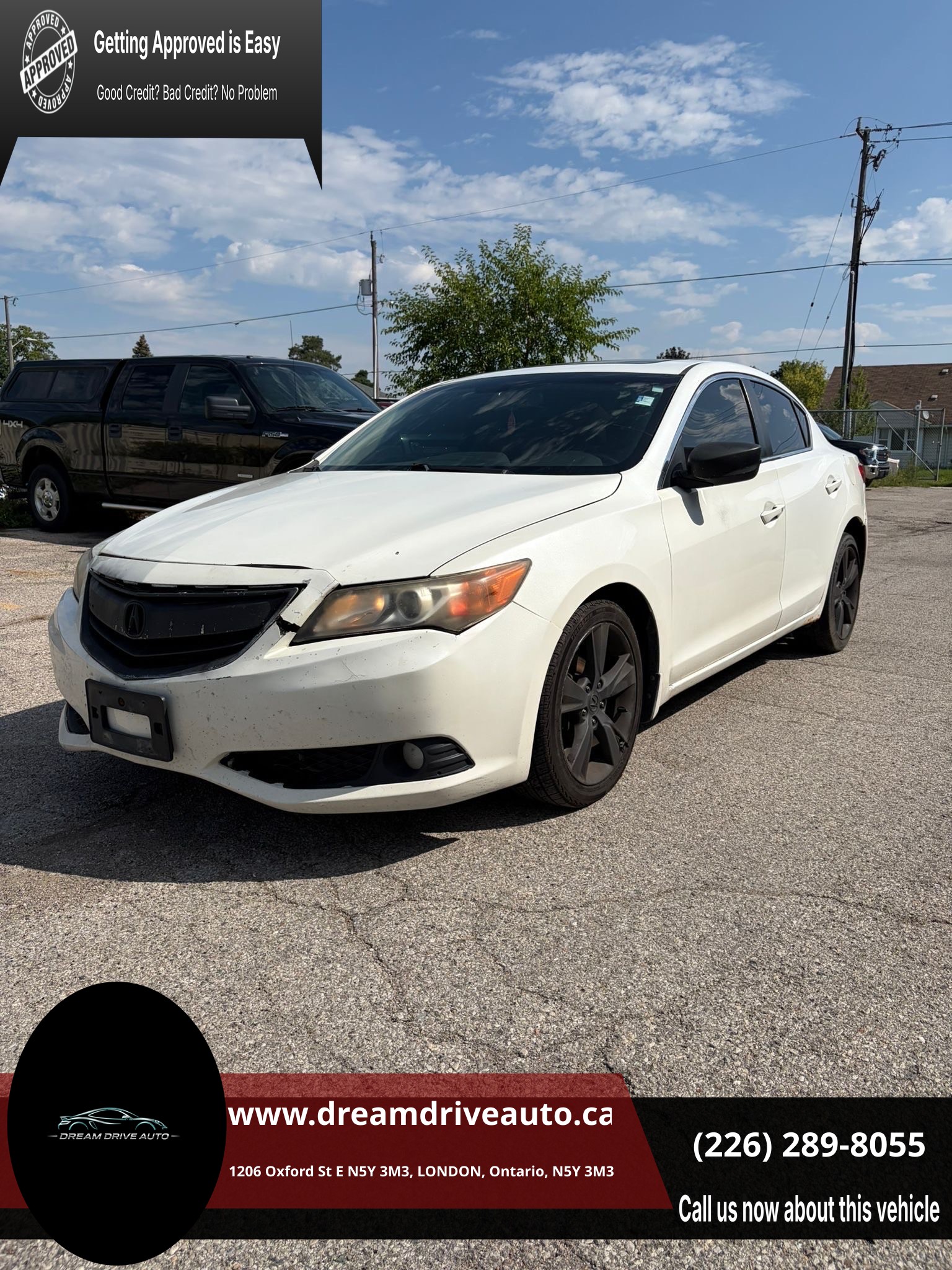 White 2013 Acura ILX Sedan Front-Wheel Drive Automatic