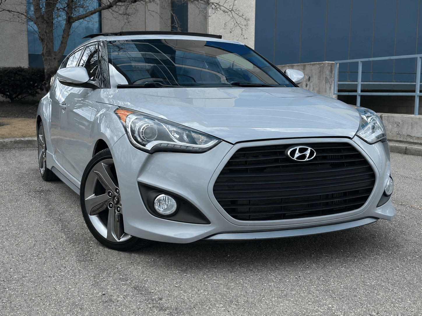 Matte Light Gray 2014 Hyundai Veloster Turbo FWD Coupe Front-Wheel Drive Manual