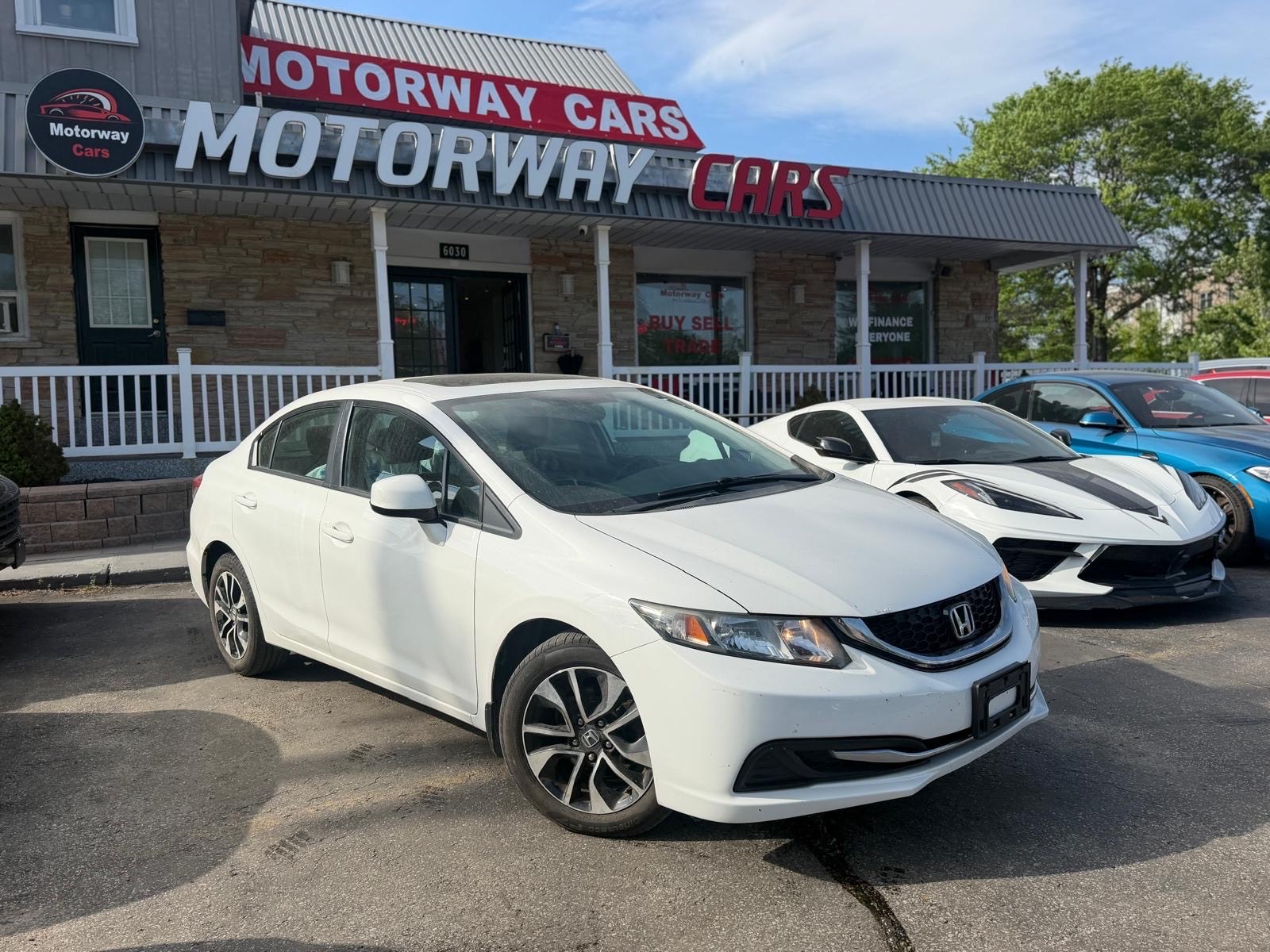 White 2013 Honda Civic EX Sedan Front-Wheel Drive Automatic