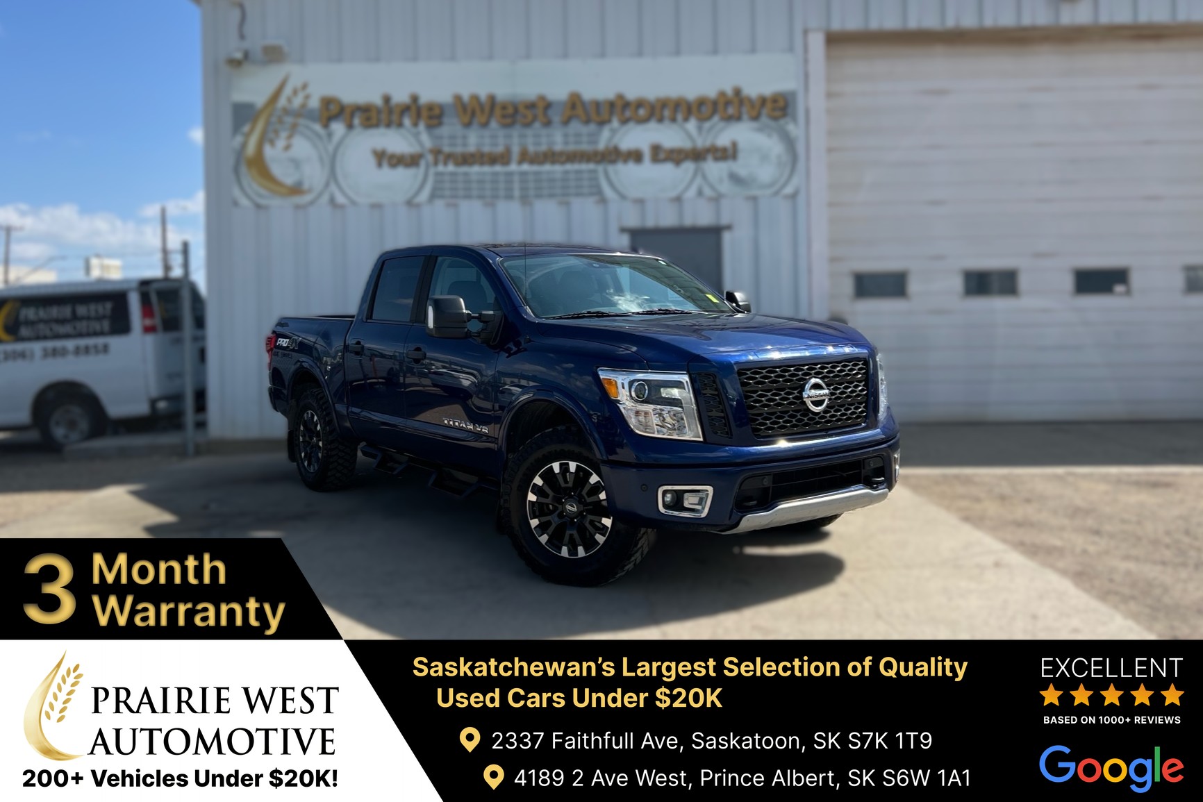 Blue 2018 Nissan Titan Pickup Truck Four-Wheel Drive Automatic