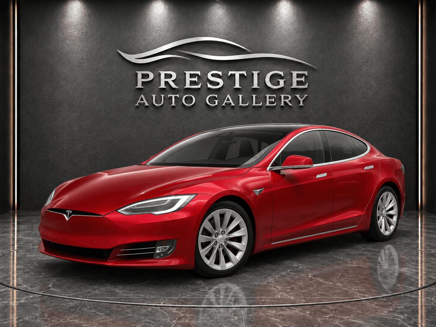 Red 2017 Tesla Model S Sedan All-Wheel Drive Automatic