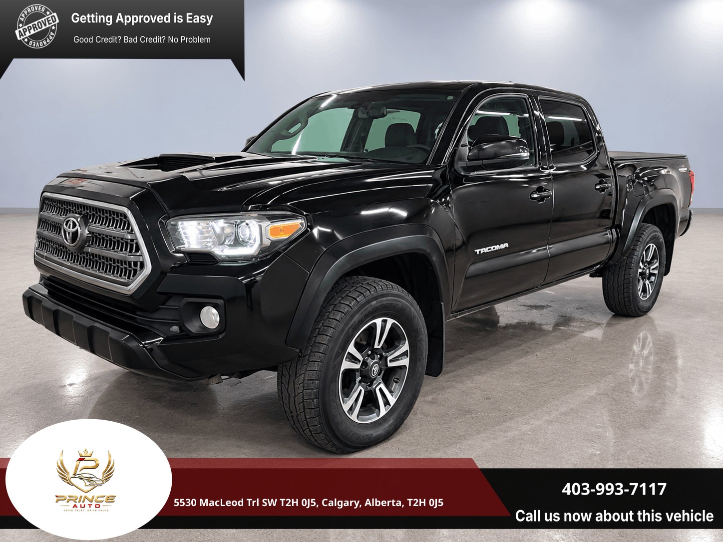 Black 2017 Toyota Tacoma Pickup Truck Four-Wheel Drive Automatic