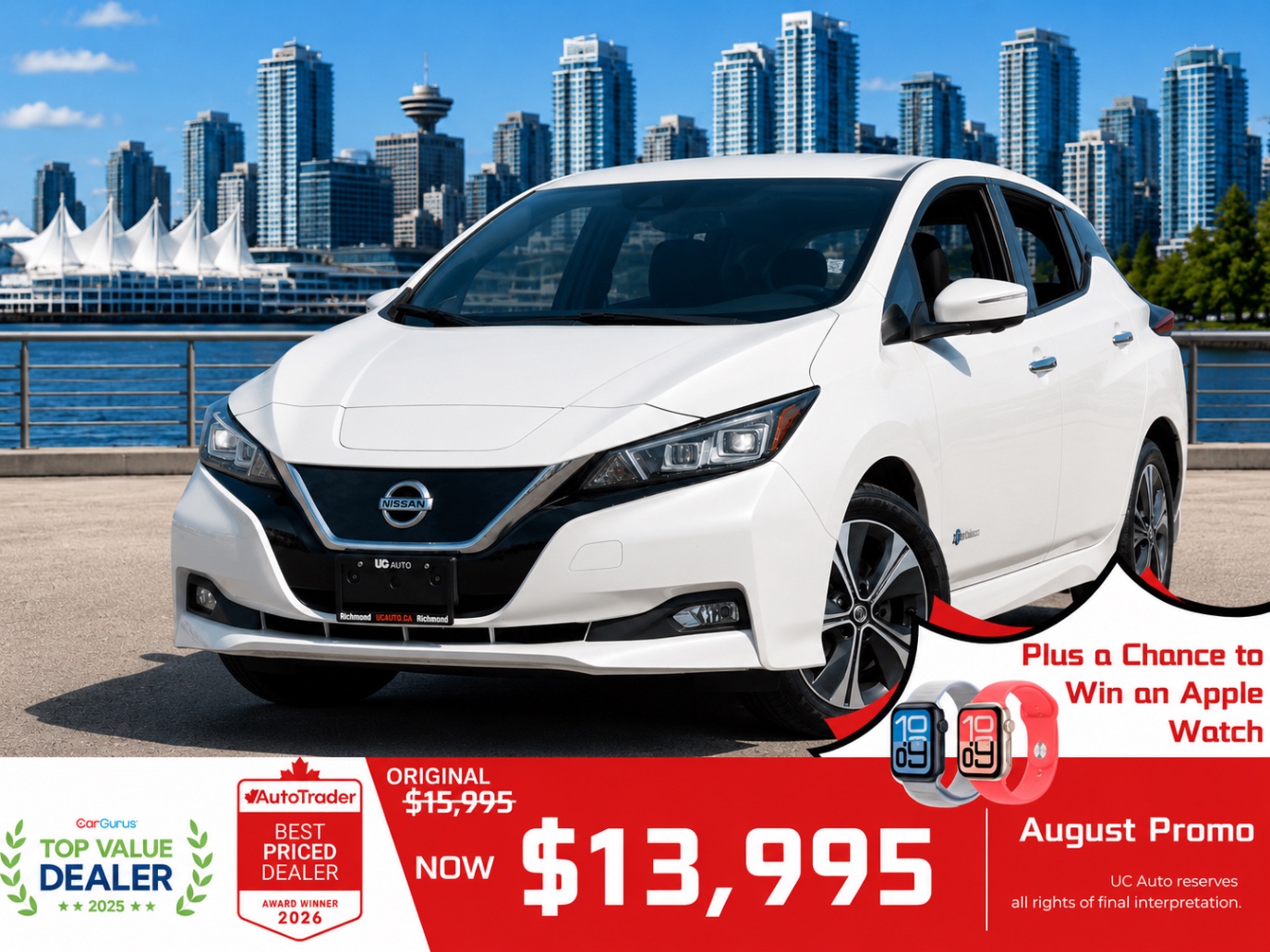 White 2018 Nissan LEAF Hatchback Front-Wheel Drive Automatic